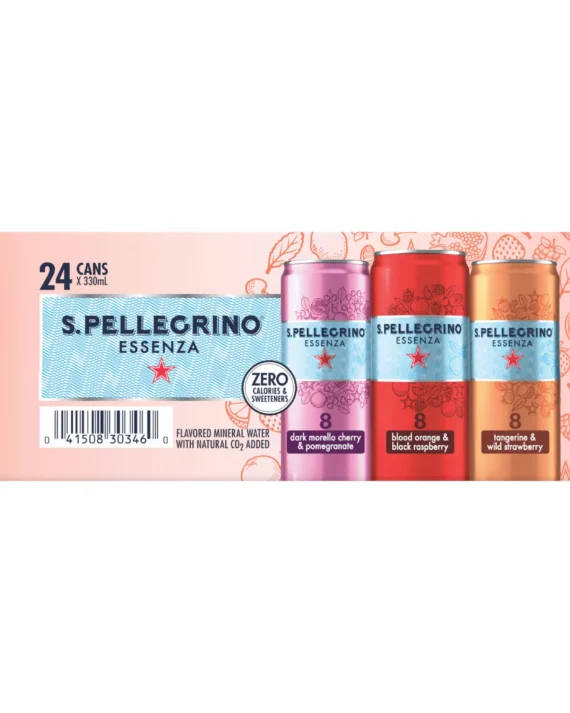 S.Pellegrino Essenza Flavored Mineral Water with Natural CO2 Added Variety Pack, Cans, 24 pk./11.15 oz.