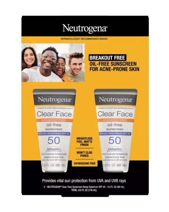 Neutrogena Clear Face Liquid Lotion Sunscreen, 2 pk.