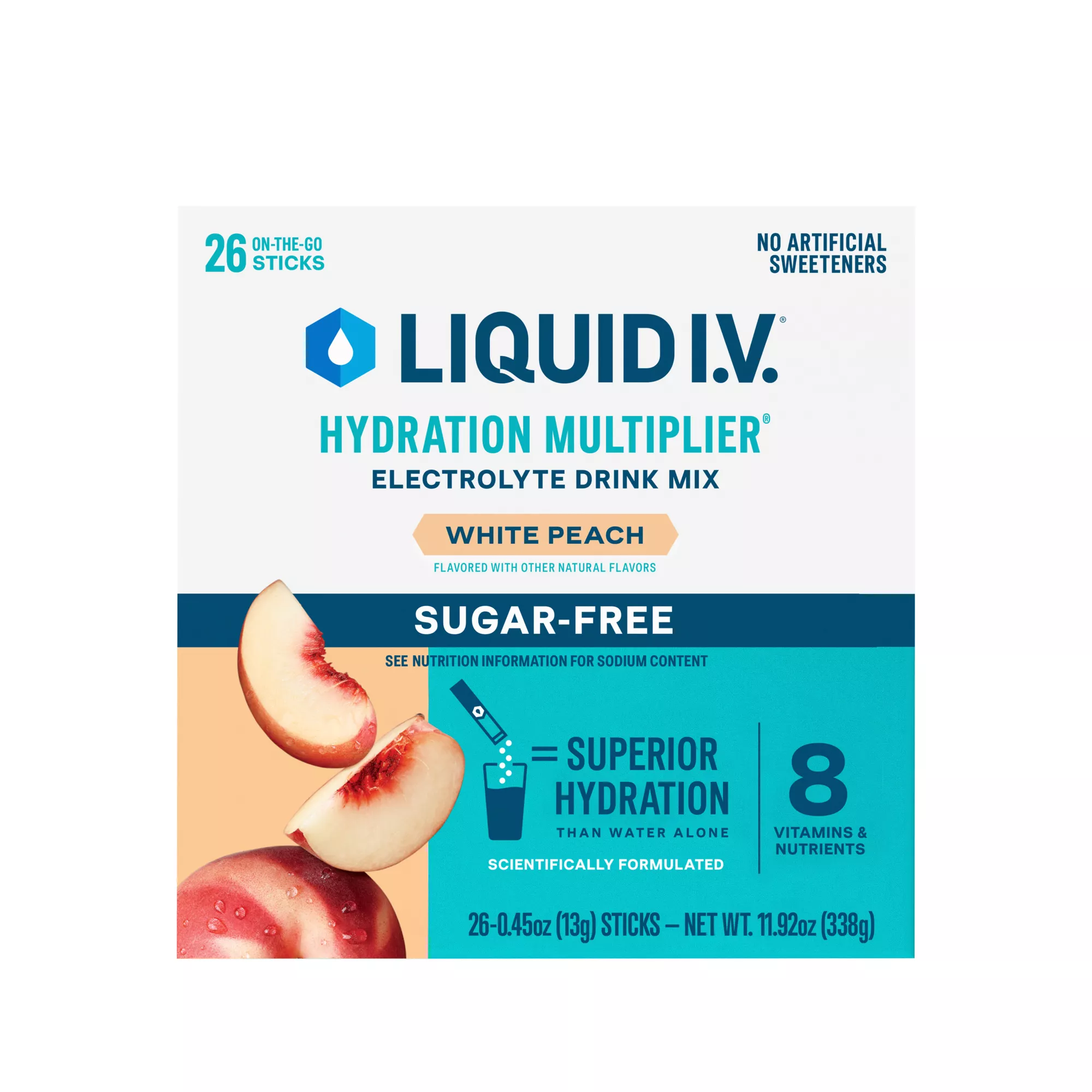 Liquid I.V. Hydration Multiplier Sugar-Free White Peach, 26 ct.