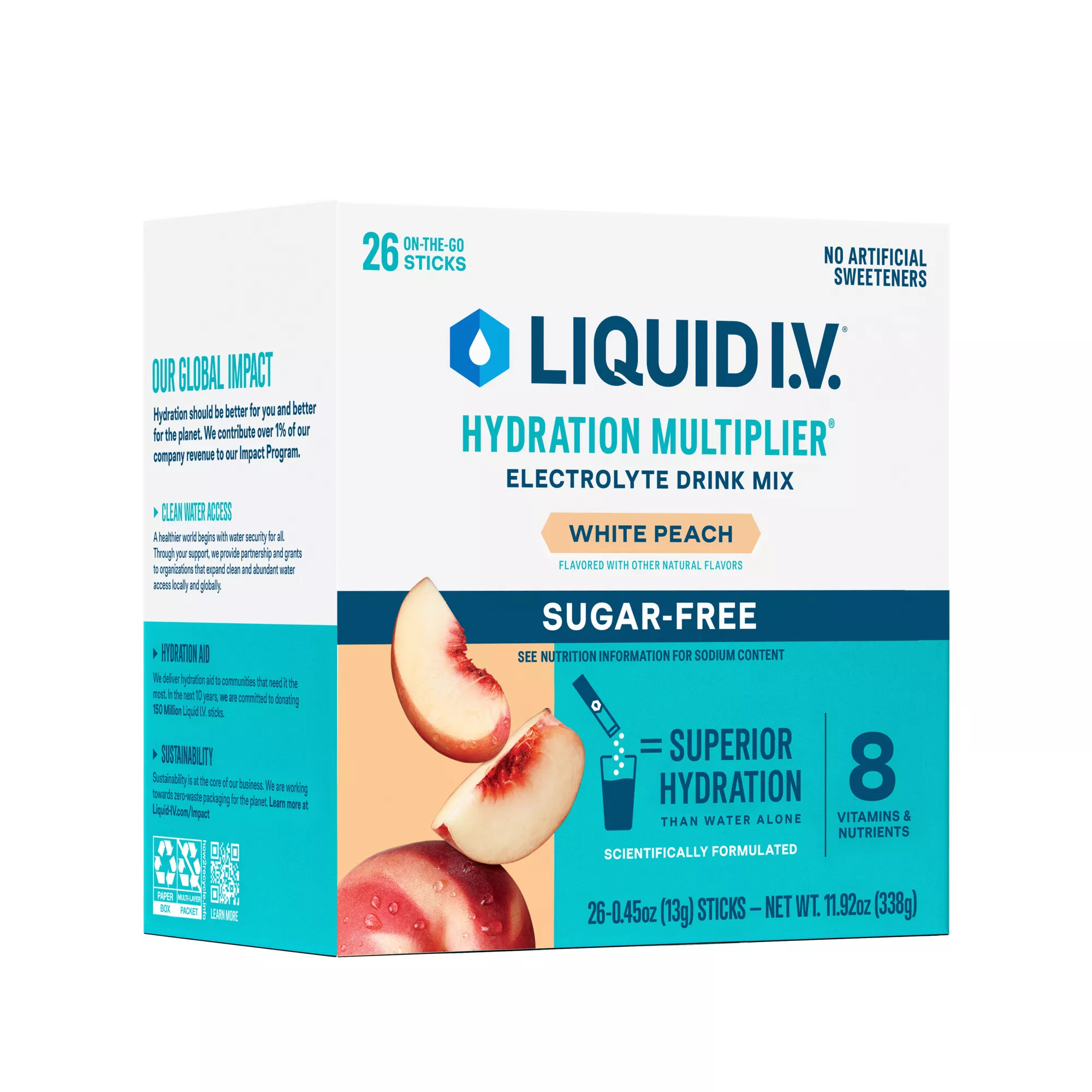 Liquid I.V. Hydration Multiplier Sugar-Free White Peach, 26 ct.
