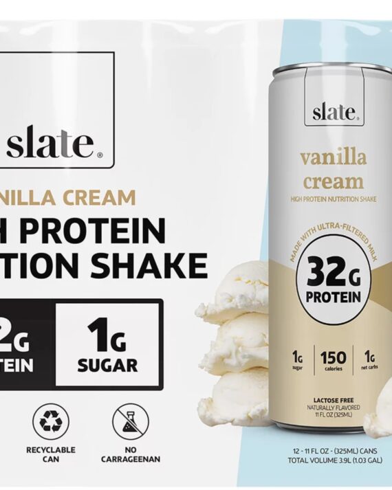 Slate Vanilla Cream Nutrition Shake, 32g Protein, 12 pk./11 oz.