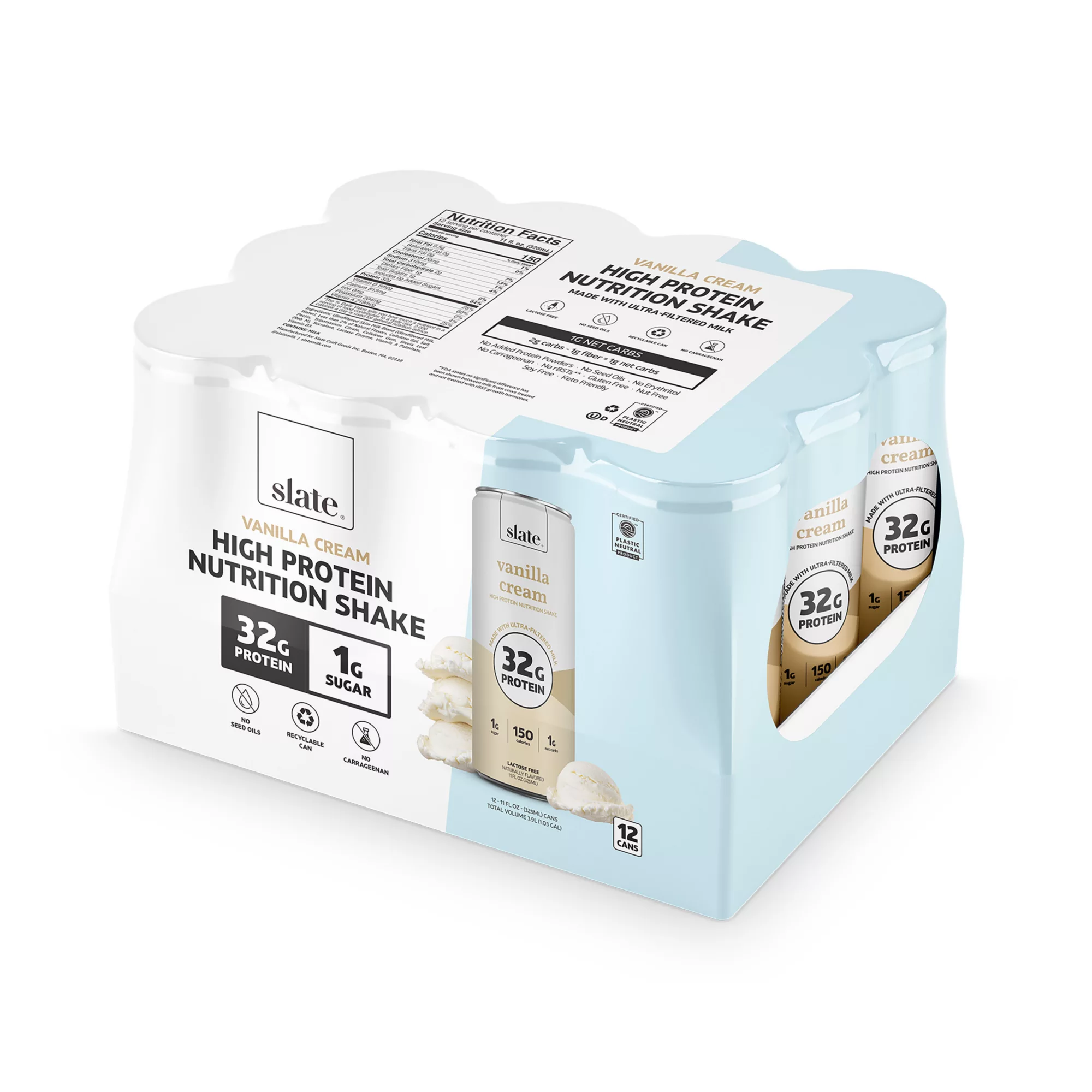 Slate Vanilla Cream Nutrition Shake, 32g Protein, 12 pk./11 oz.