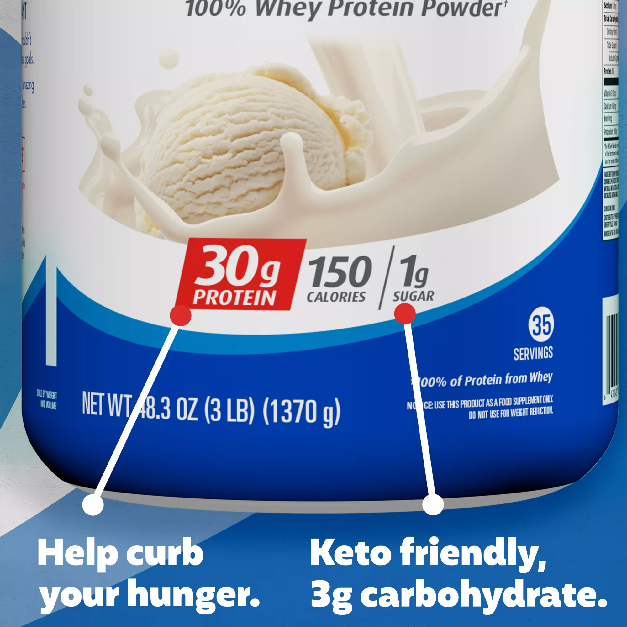 Premier Protein Powder Vanilla, 30g Protein, 35 Servings, 3 lbs.