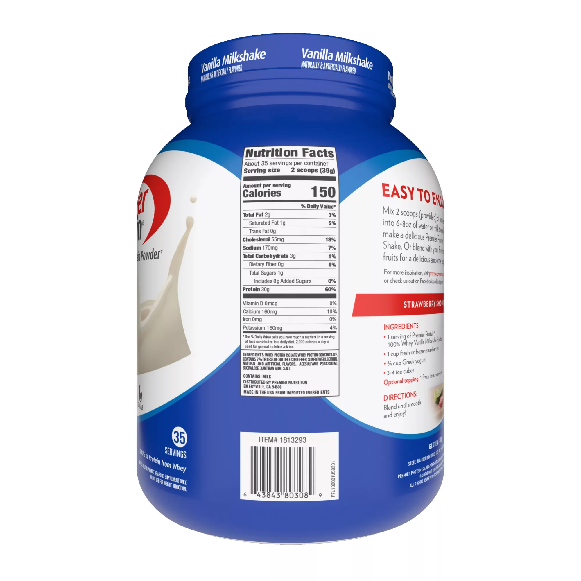 Premier Protein Powder Vanilla, 30g Protein, 35 Servings, 3 lbs.